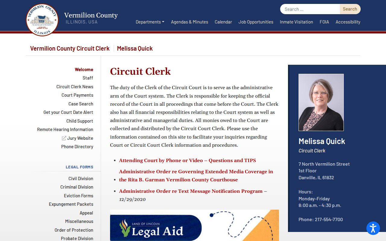 Vermilion County Circuit Clerk court records page
