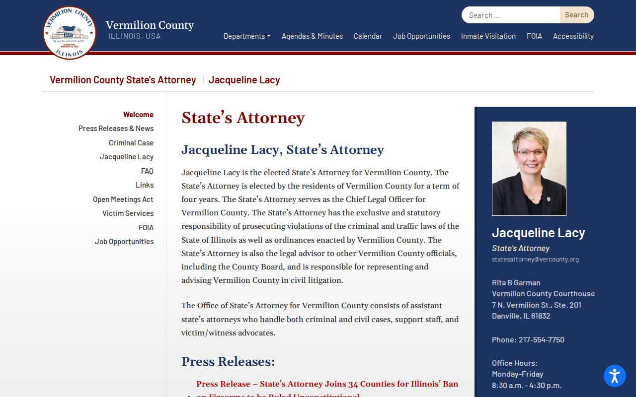 Vermilion County State's Attorney criminal prosecution page